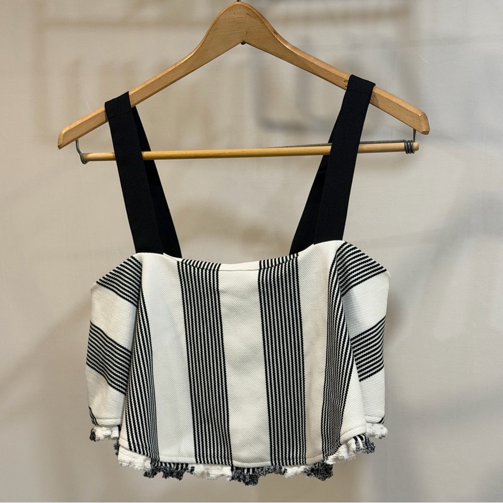 English Factory Black and White Striped Crop Top